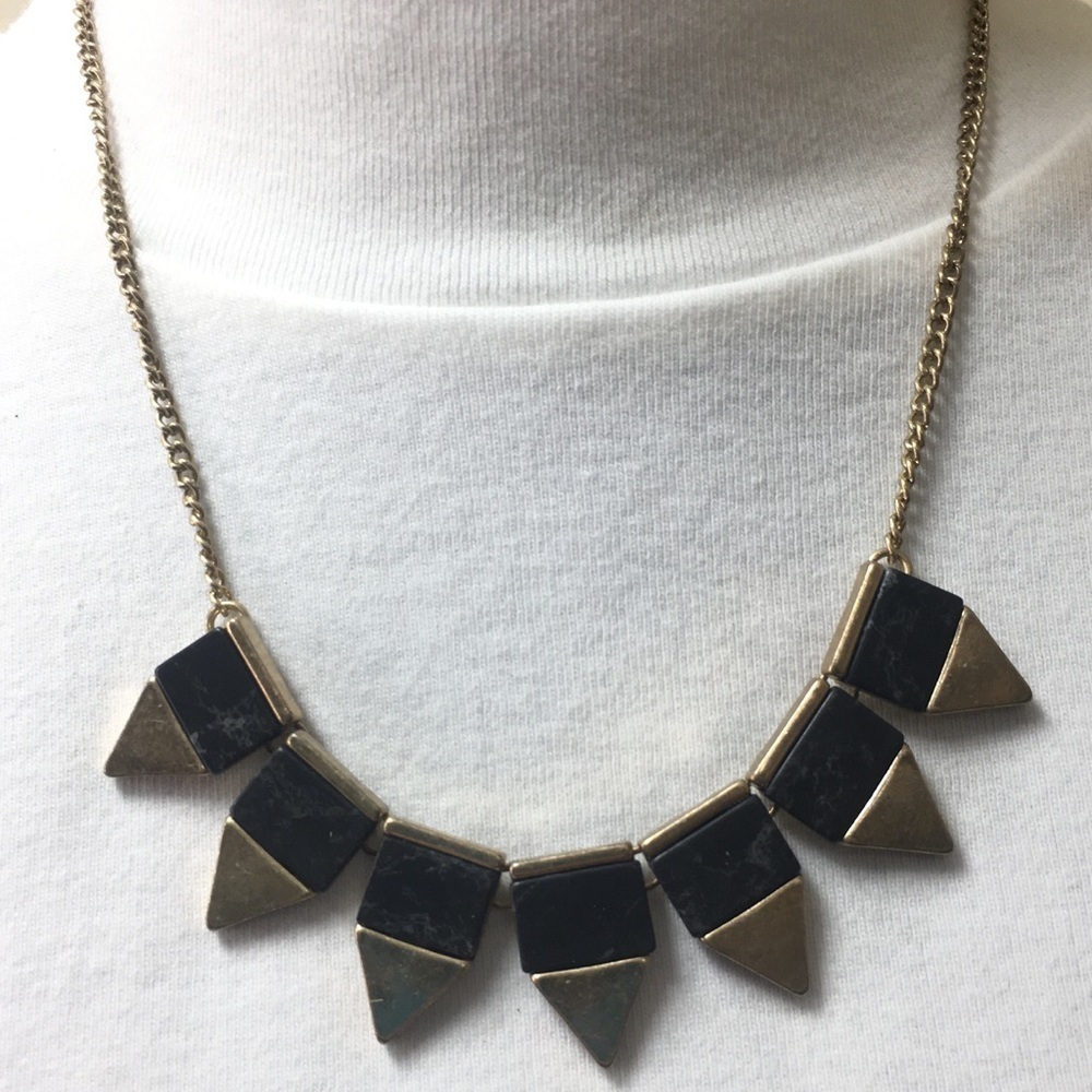 Marlyn Schiff necklace stone goldtone spike